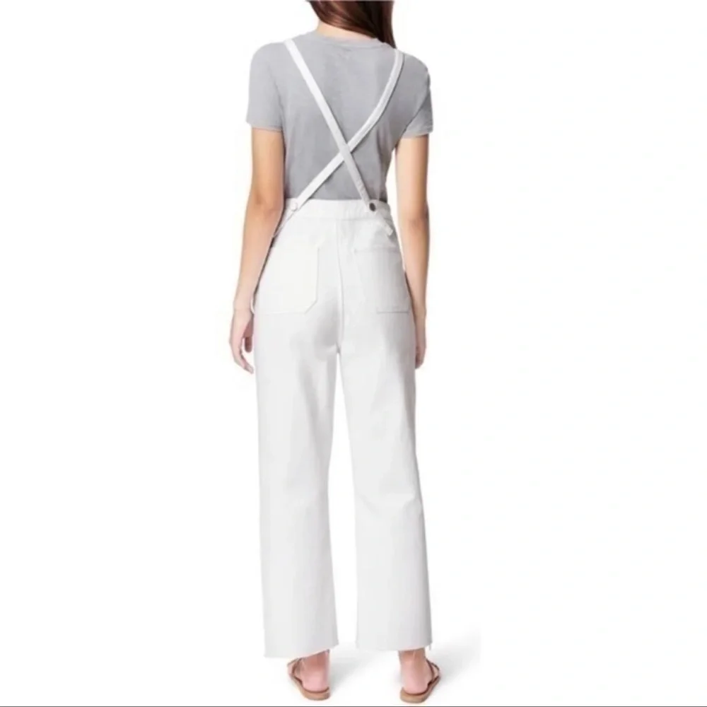 NWT Joe’s Jeans Overalls White Medium Raw Hem Straight Leg 100% Cotton Denim - Picture 2 of 13